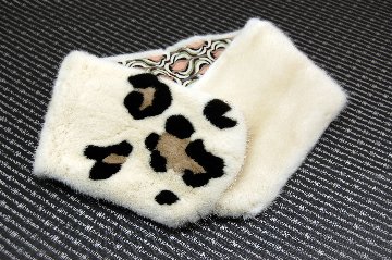 ミンク　インターシャマフラーの画像