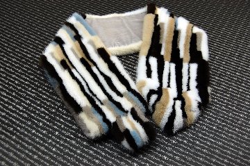 マルチカラーミンク　パッチワークマフラーの画像