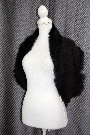 幅広ニットロングスヌード　ラビットトリムの画像