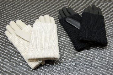 ラムレザー＆カシミヤニット　グローブの画像