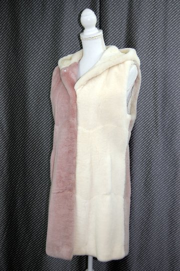 『訳あり』ヌートリア　バイカラーフーディーロングベストの画像