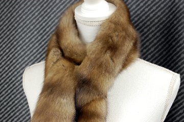 ロシアンセーブル　ダブルフェイスロングマフラーの画像