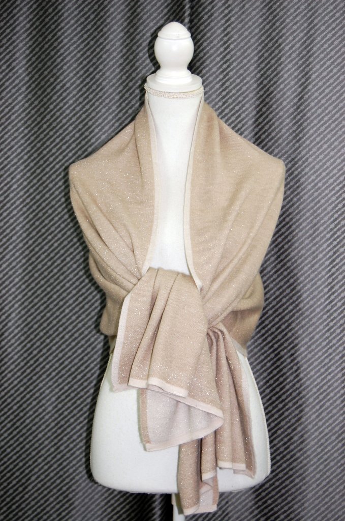 カシミヤニット　リバーシブルストールの画像