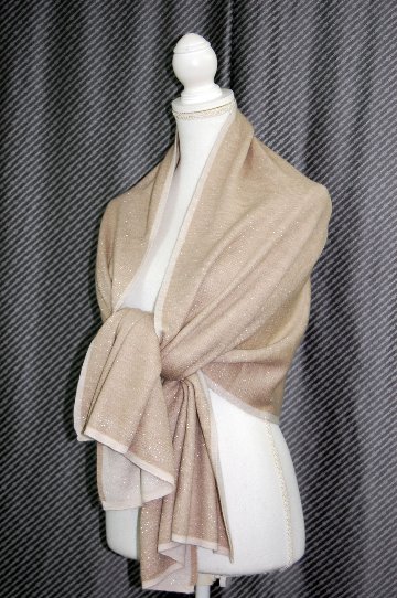カシミヤニット　リバーシブルストールの画像