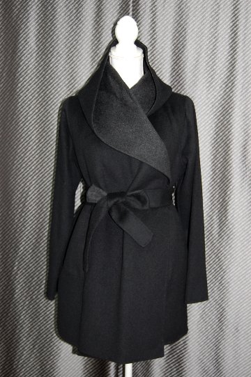 BALMAIN　カシミヤ混ウール　ダブルフェイスフーディーラップコートの画像