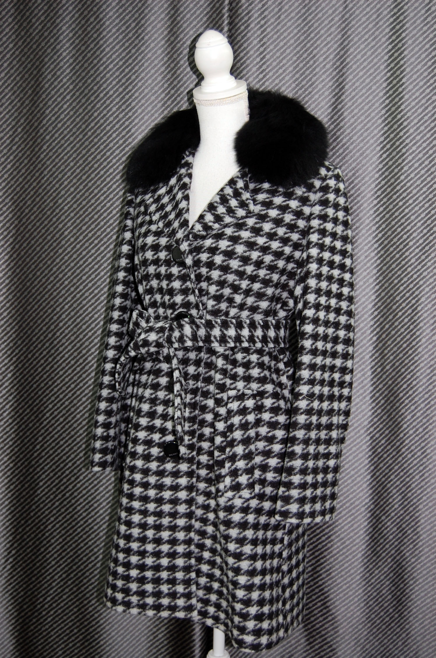 BALMAIN　千鳥柄ウール混コート　Foxカラーの画像