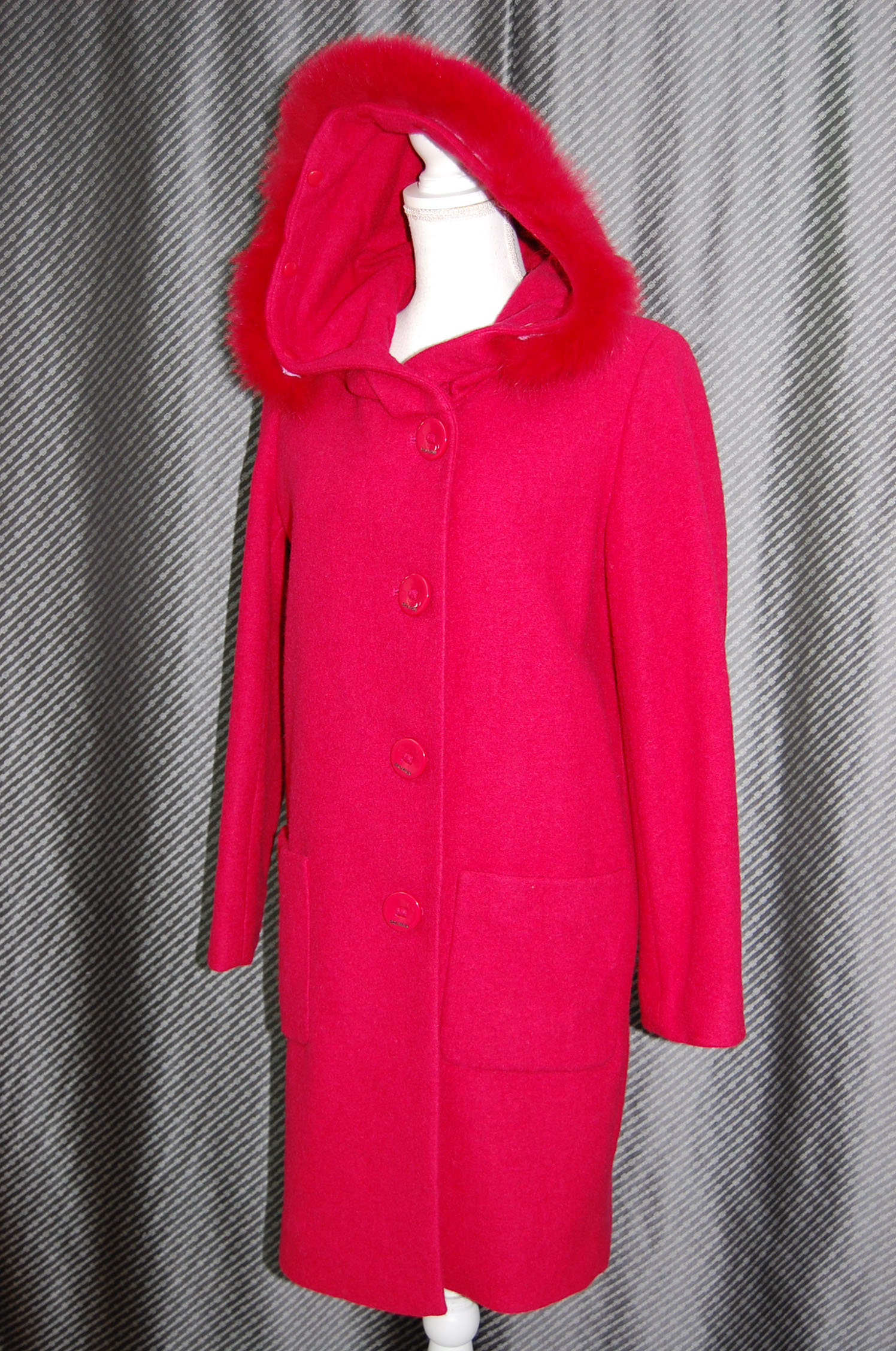 BALMAIN　ウール混フーディーコート　Foxトリムの画像