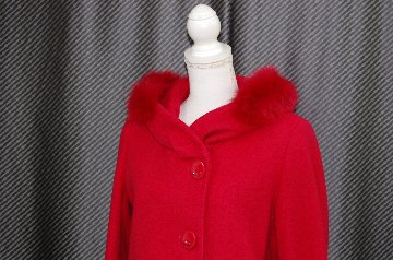 BALMAIN　ウール混フーディーコート　Foxトリムの画像