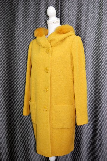 BALMAIN　ウール混フーディーコート　Foxトリムの画像