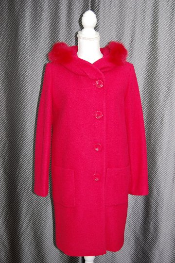 BALMAIN　ウール混フーディーコート　Foxトリムの画像