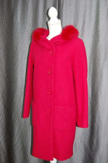 BALMAIN　ウール混フーディーコート　Foxトリムの画像