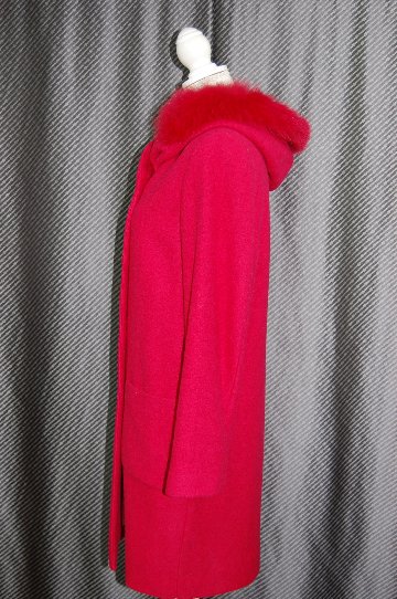 BALMAIN　ウール混フーディーコート　Foxトリムの画像