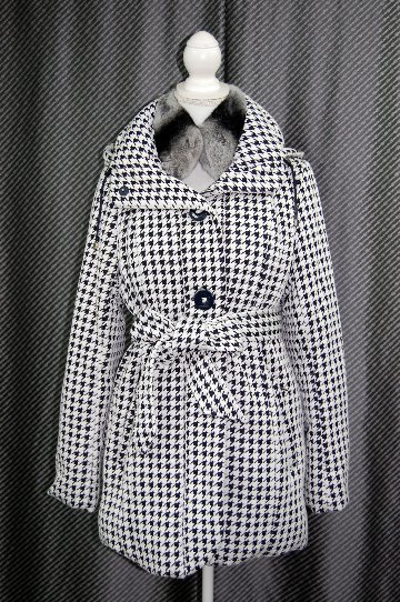 BALMAIN　千鳥柄フーディーダウンコート　Rexカラー付の画像