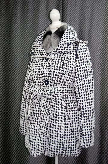 BALMAIN　千鳥柄フーディーダウンコート　Rexカラー付の画像