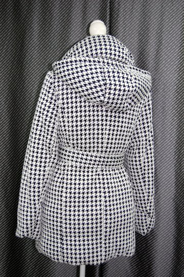 BALMAIN　千鳥柄フーディーダウンコート　Rexカラー付の画像