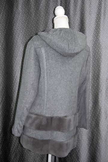 レッキスファー使い　ウール混＆ダウンリバーシブルフーディーコートの画像