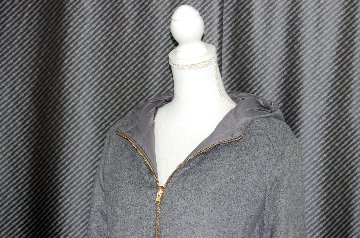 レッキスファー使い　ウール混＆ダウンリバーシブルフーディーコートの画像