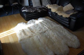 長毛ムートン　6枚物ラグ（140×170cm）の画像