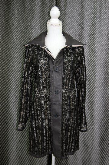 ラムレザー＆レース　リバーシブルロングジャケットの画像