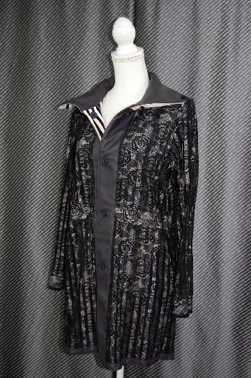 ラムレザー＆レース　リバーシブルロングジャケットの画像