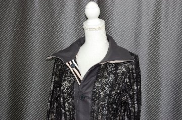 ラムレザー＆レース　リバーシブルロングジャケットの画像