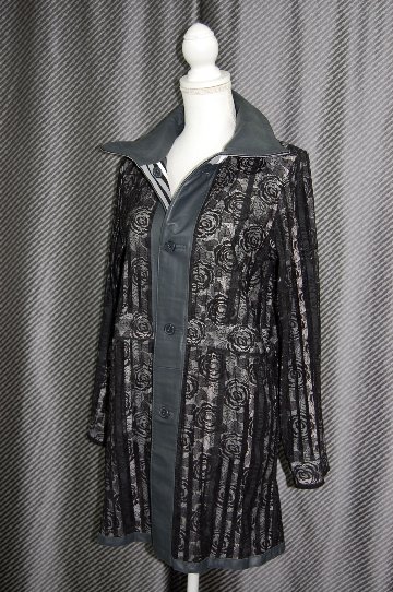 ラムレザー＆レース　リバーシブルロングジャケットの画像