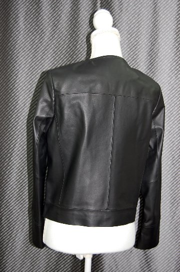 ラムレザー　ノーカラージャケットの画像
