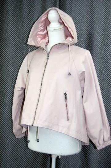ラムレザー　ハイローヘムフーディージャケットの画像