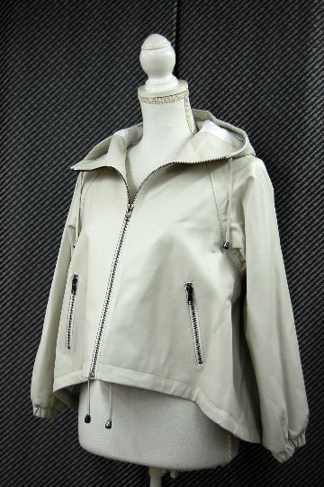 ラムレザー　ハイローヘムフーディージャケットの画像