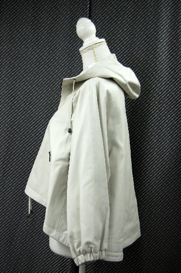 ラムレザー　ハイローヘムフーディージャケットの画像