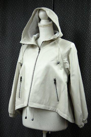ラムレザー　ハイローヘムフーディージャケットの画像