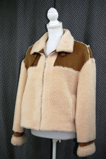 ラムウール　ベルト付スタンドカラージャケットの画像