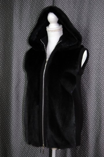 ミンク＆ウールカシミヤニット　フーディーベストの画像