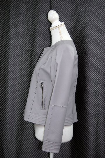 ラムレザー　ノーカラージャケットの画像