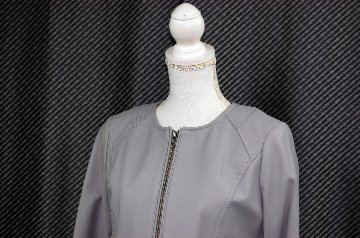 ラムレザー　ノーカラージャケットの画像