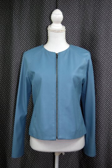 ラムレザー　ノーカラージャケットの画像