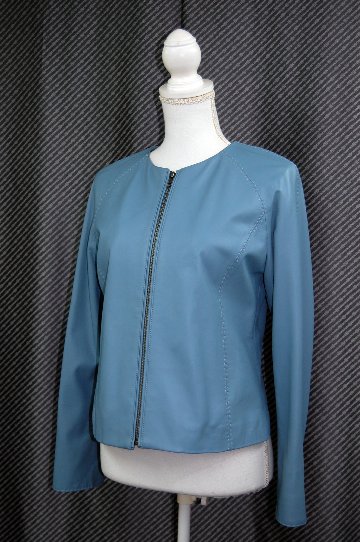 ラムレザー　ノーカラージャケットの画像