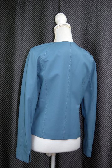 ラムレザー　ノーカラージャケットの画像