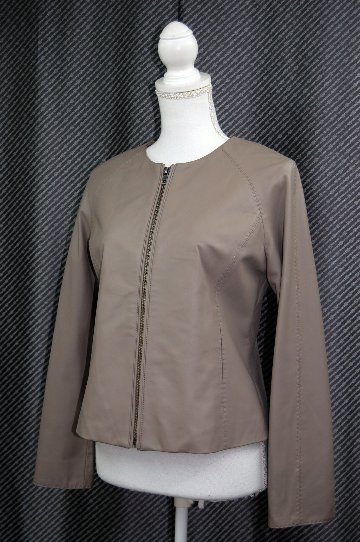 ラムレザー　ノーカラージャケットの画像