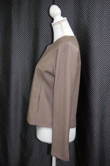 ラムレザー　ノーカラージャケットの画像