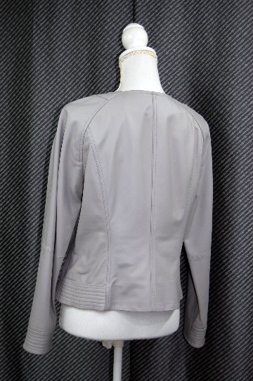 ラムレザー　ノーカラージャケットの画像