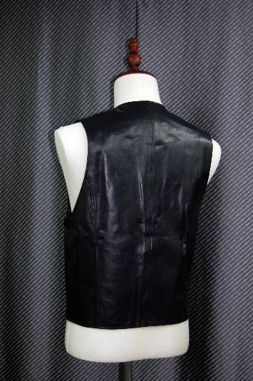 Men'sカーフレザー　テーラードベストの画像