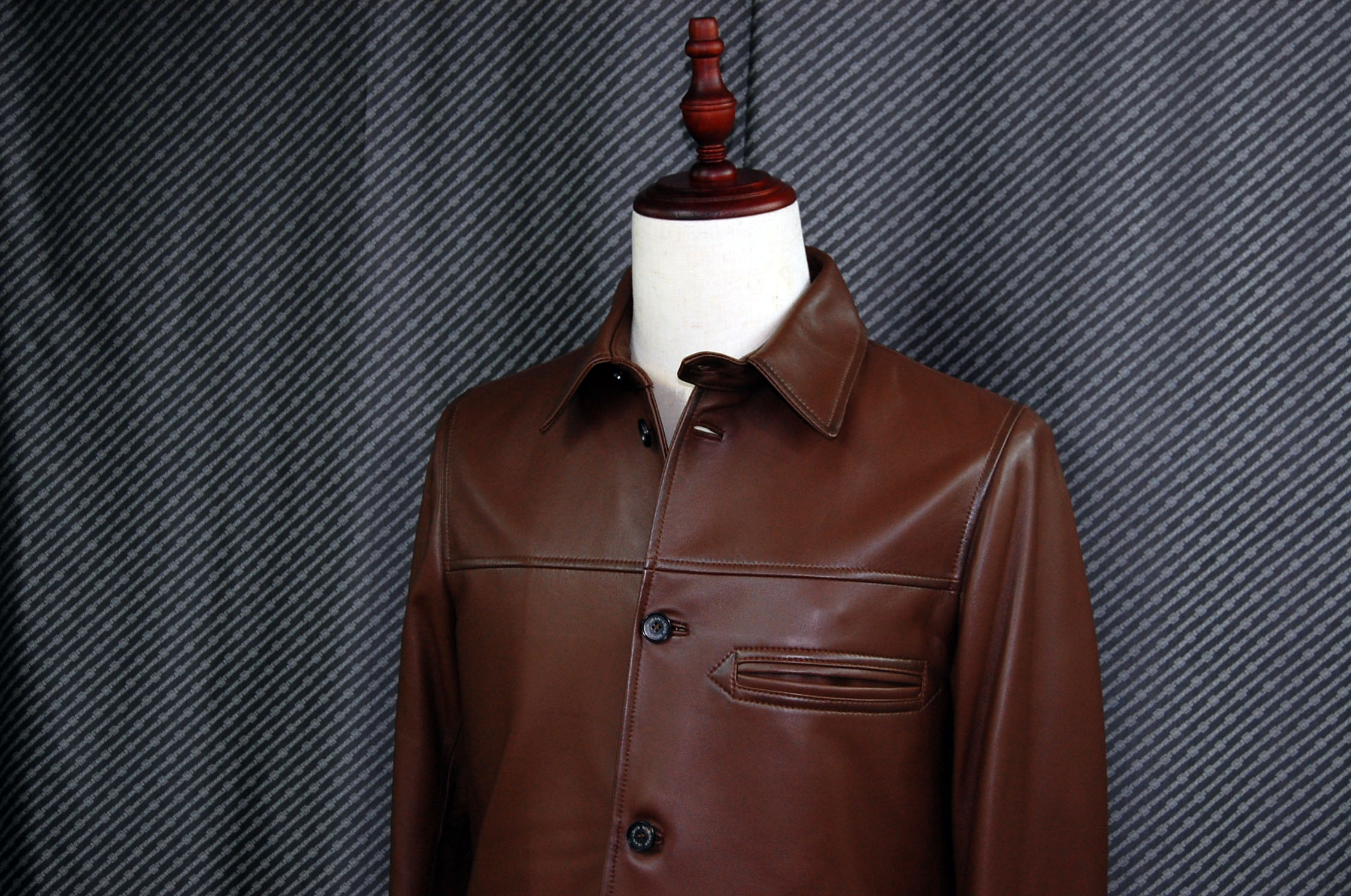 Men'sラムレザー　ステンカラージャケットの画像