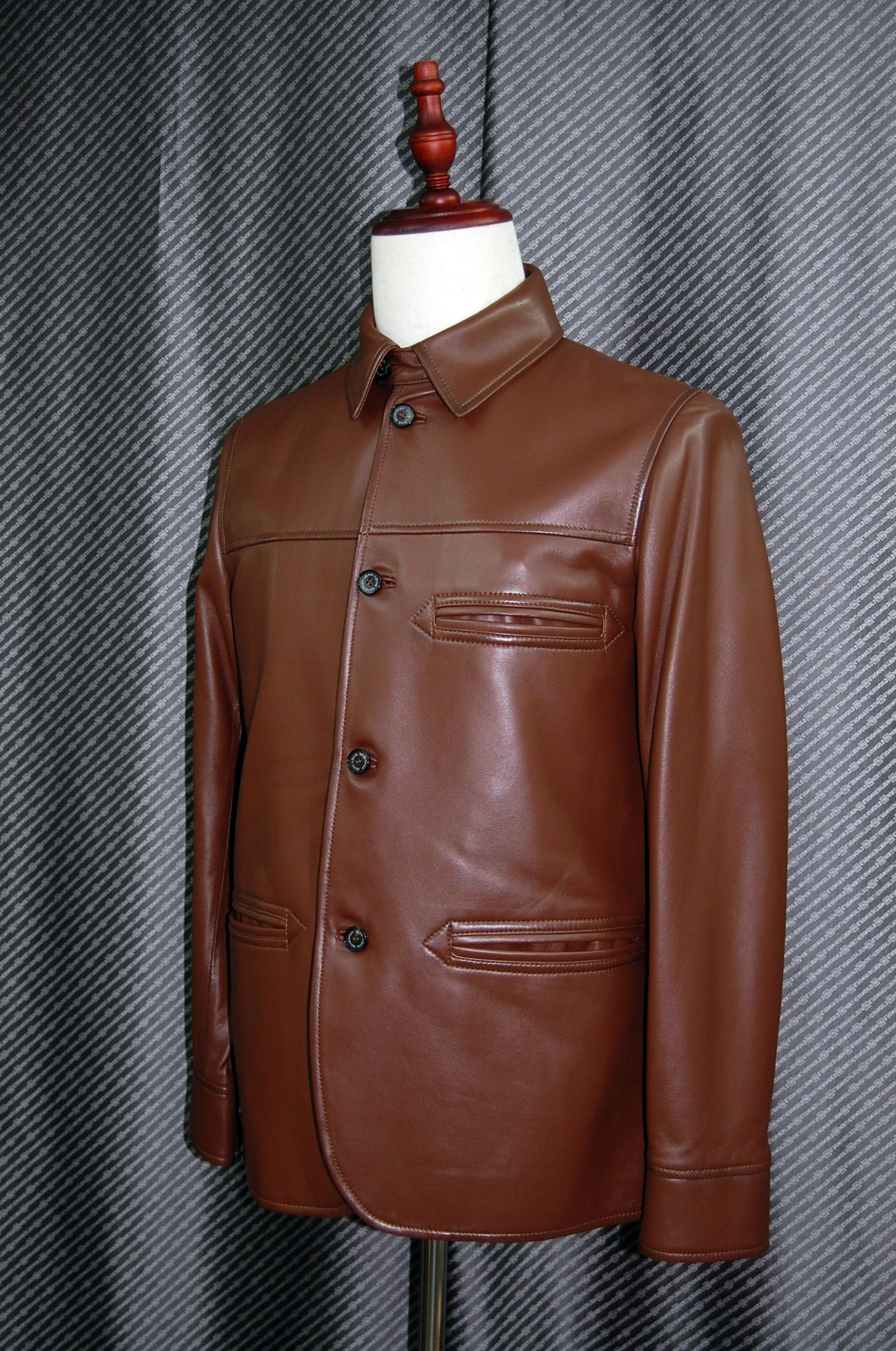 Men'sラムレザー　ステンカラージャケットの画像
