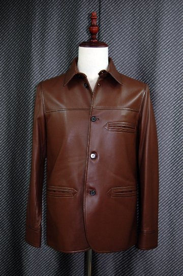 Men'sラムレザー　ステンカラージャケットの画像