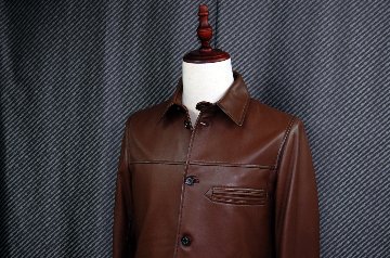 Men'sラムレザー　ステンカラージャケットの画像