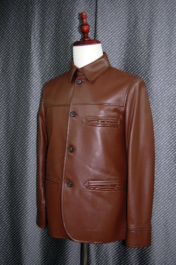 Men'sラムレザー　ステンカラージャケットの画像