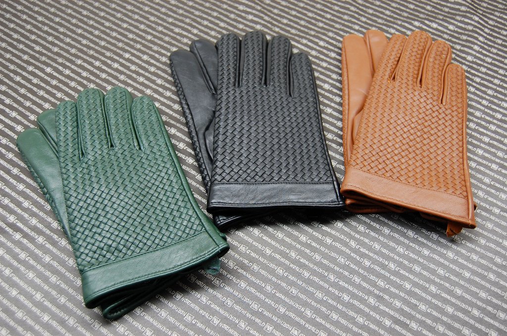 Men'sラムレザー　イントレチャートグローブの画像