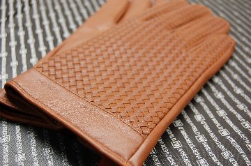 Men'sラムレザー　イントレチャートグローブの画像