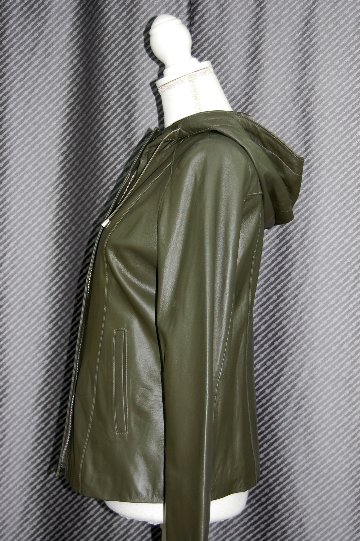 ラムレザー　フーディージャケットの画像